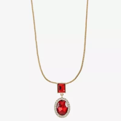 Monet Jewelry Halo Womens Glass Oval 17 Inch Pendant Necklace