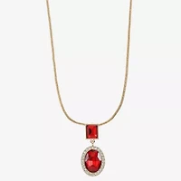 Monet Jewelry Halo Womens Glass Oval 17 Inch Pendant Necklace