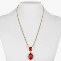 Monet Jewelry Halo Womens Glass Oval 17 Inch Pendant Necklace