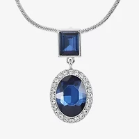 Monet Jewelry Halo Womens Glass Oval 17 Inch Pendant Necklace