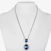 Monet Jewelry Halo Womens Glass Oval 17 Inch Pendant Necklace
