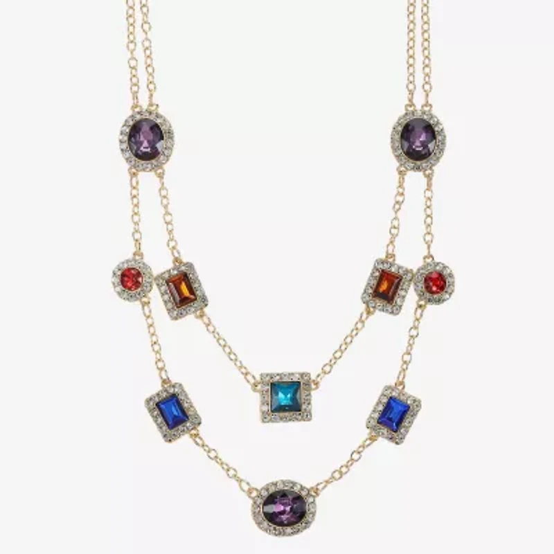Monet Jewelry Halo Womens Multi Color Glass 19 Inch Strand Necklace