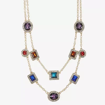 Monet Jewelry Halo Womens Multi Color Glass 19 Inch Strand Necklace