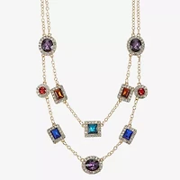 Monet Jewelry Halo Womens Multi Color Glass 19 Inch Strand Necklace