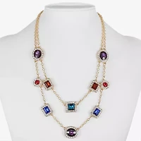 Monet Jewelry Halo Womens Multi Color Glass 19 Inch Strand Necklace