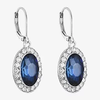Monet Jewelry Halo Womens Glass Oval Drop Earrings