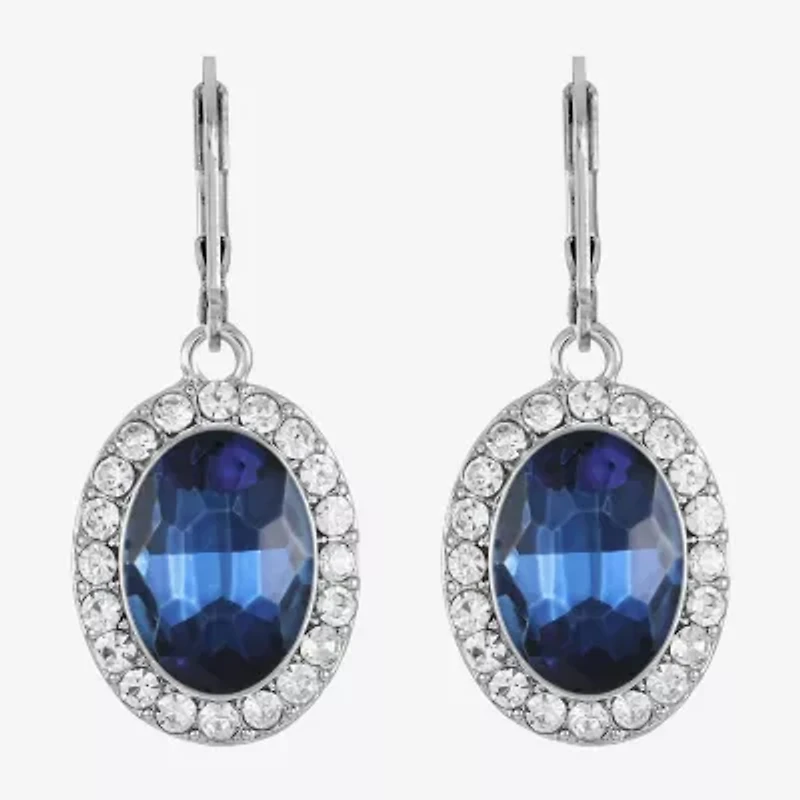 Monet Jewelry Halo Womens Glass Oval Drop Earrings