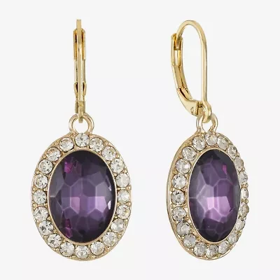 Monet Jewelry Halo Womens Glass Oval Drop Earrings
