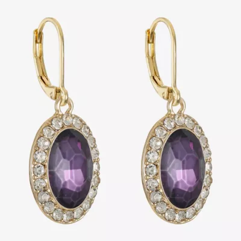 Monet Jewelry Halo Womens Glass Oval Drop Earrings