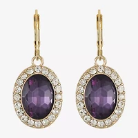 Monet Jewelry Halo Womens Glass Oval Drop Earrings
