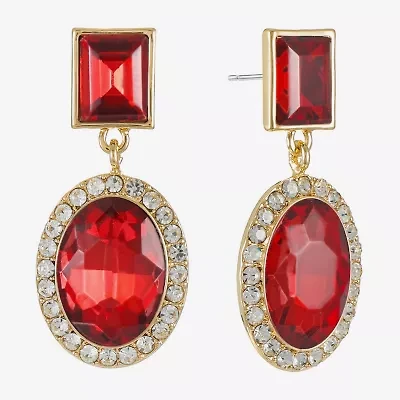 Monet Jewelry Halo Womens Glass Oval Hypoallergenic Drop Earrings