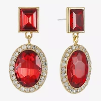 Monet Jewelry Halo Womens Glass Oval Hypoallergenic Drop Earrings