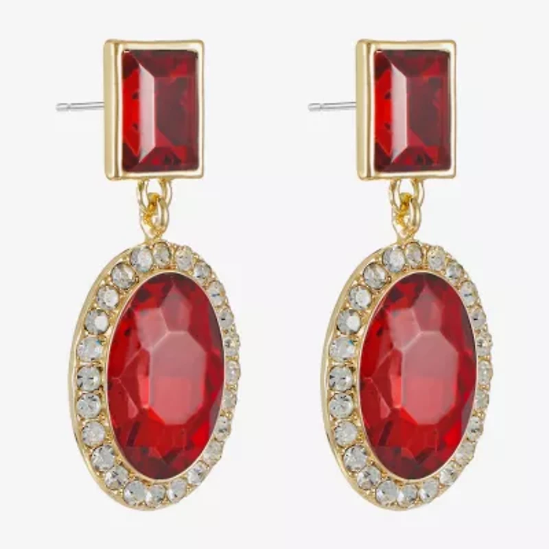 Monet Jewelry Halo Womens Glass Oval Hypoallergenic Drop Earrings