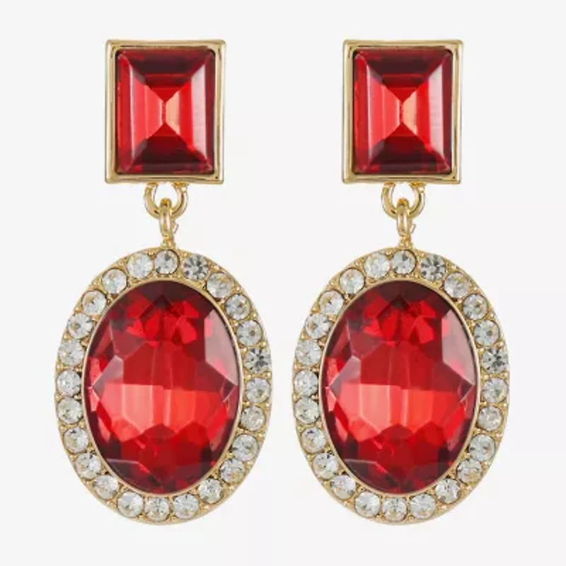 Monet Jewelry Halo Womens Glass Oval Hypoallergenic Drop Earrings
