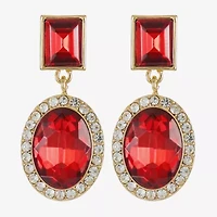 Monet Jewelry Halo Womens Glass Oval Hypoallergenic Drop Earrings