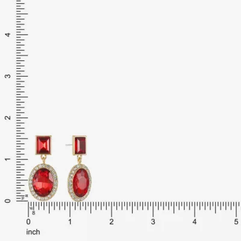 Monet Jewelry Halo Womens Glass Oval Hypoallergenic Drop Earrings
