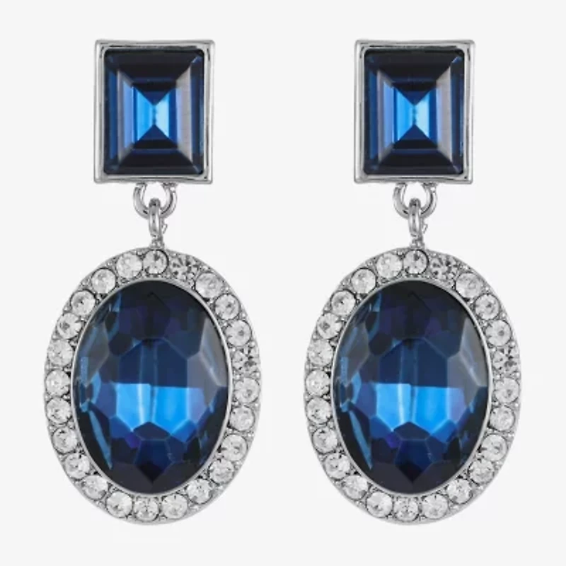 Monet Jewelry Halo Womens Glass Oval Hypoallergenic Drop Earrings