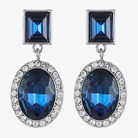 Monet Jewelry Halo Womens Glass Oval Hypoallergenic Drop Earrings