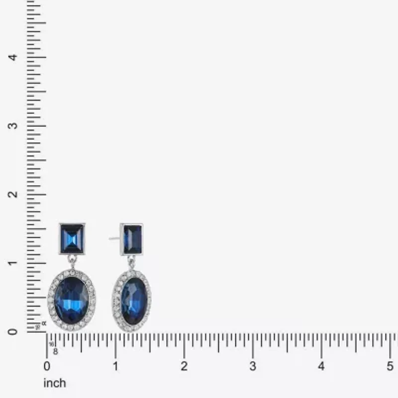 Monet Jewelry Halo Womens Glass Oval Hypoallergenic Drop Earrings