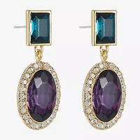 Monet Jewelry Halo Womens Glass Oval Hypoallergenic Drop Earrings