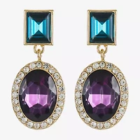 Monet Jewelry Halo Womens Glass Oval Hypoallergenic Drop Earrings