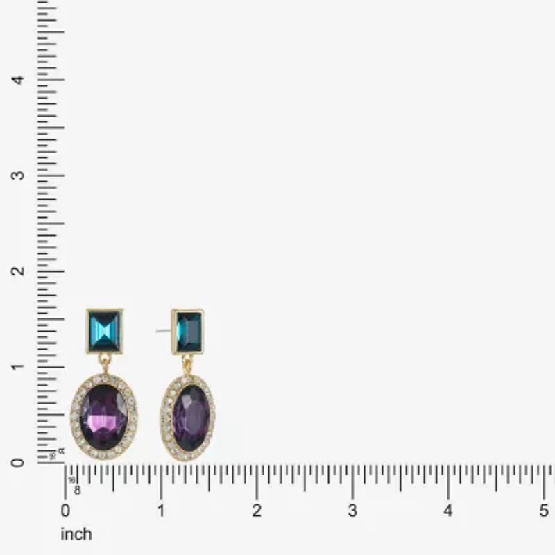 Monet Jewelry Halo Womens Glass Oval Hypoallergenic Drop Earrings