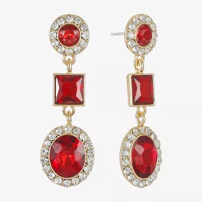 Monet Jewelry Halo Womens Glass Oval Hypoallergenic Drop Earrings