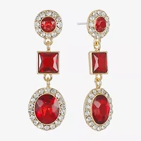 Monet Jewelry Halo Womens Glass Oval Hypoallergenic Drop Earrings