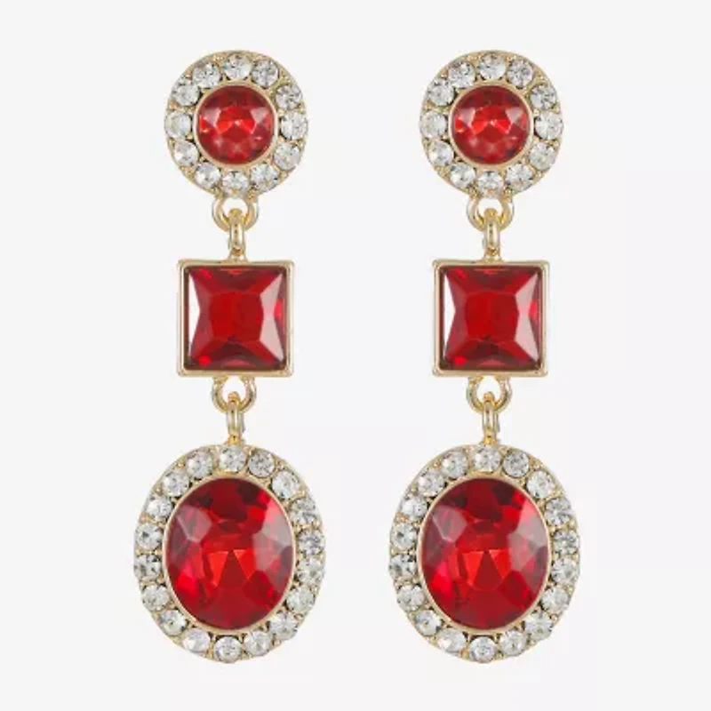 Monet Jewelry Halo Womens Glass Oval Hypoallergenic Drop Earrings