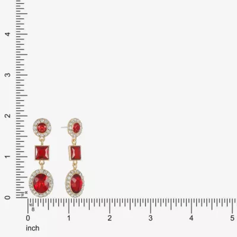 Monet Jewelry Halo Womens Glass Oval Hypoallergenic Drop Earrings