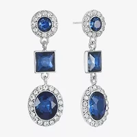 Monet Jewelry Halo Womens Glass Oval Hypoallergenic Drop Earrings
