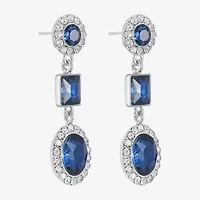 Monet Jewelry Halo Womens Glass Oval Hypoallergenic Drop Earrings