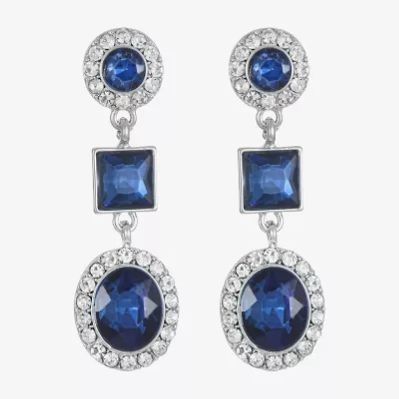 Monet Jewelry Halo Womens Glass Oval Hypoallergenic Drop Earrings