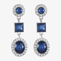 Monet Jewelry Halo Womens Glass Oval Hypoallergenic Drop Earrings