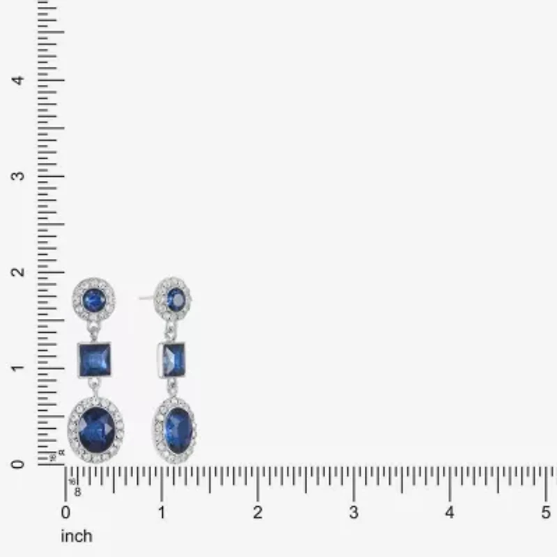 Monet Jewelry Halo Womens Glass Oval Hypoallergenic Drop Earrings