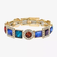 Monet Jewelry Halo Womens Glass Oval Stretch Bracelet