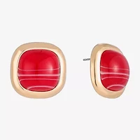 Monet Jewelry Gold Tone Red 19mm Cushion Stud Earrings