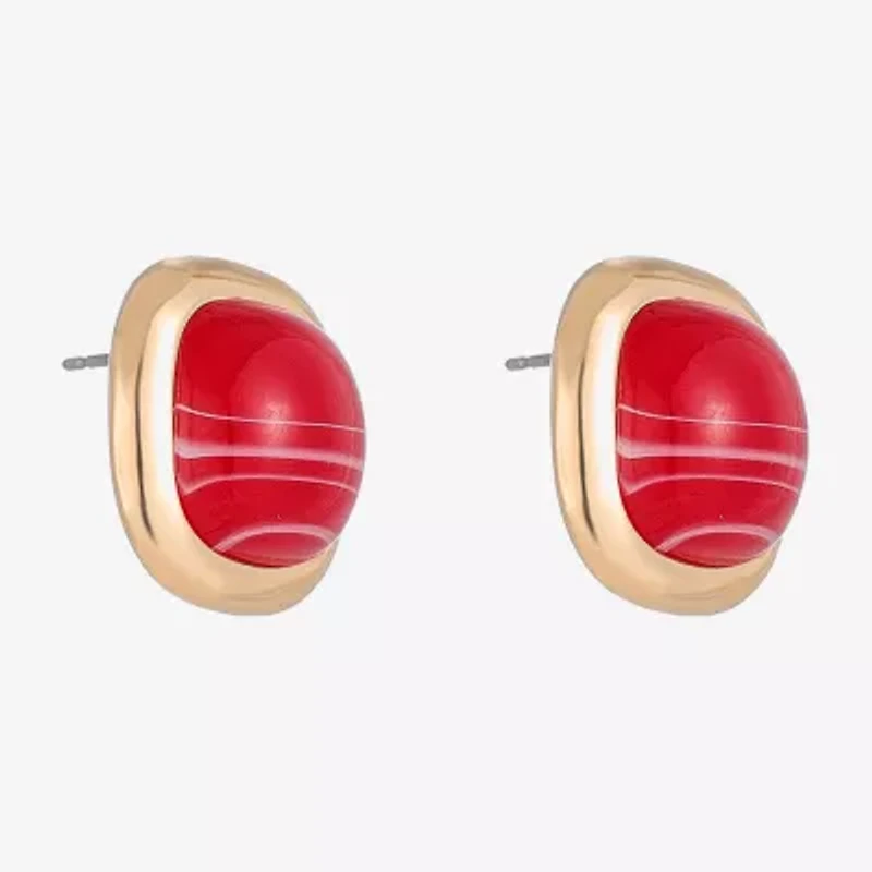 Monet Jewelry Gold Tone Red 19mm Cushion Stud Earrings