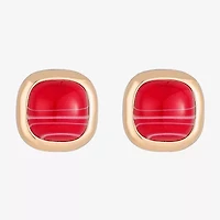 Monet Jewelry Gold Tone Red 19mm Cushion Stud Earrings