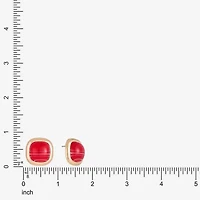 Monet Jewelry Gold Tone Red 19mm Cushion Stud Earrings
