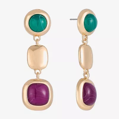Monet Jewelry Gold Tone Womens Multi Color Round Cushion Hypoallergenic Drop Earrings