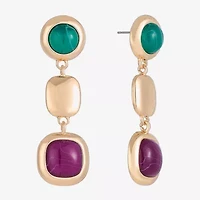 Monet Jewelry Gold Tone Womens Multi Color Round Cushion Hypoallergenic Drop Earrings