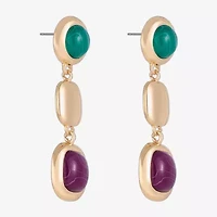 Monet Jewelry Gold Tone Womens Multi Color Round Cushion Hypoallergenic Drop Earrings