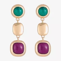 Monet Jewelry Gold Tone Womens Multi Color Round Cushion Hypoallergenic Drop Earrings