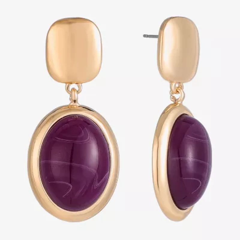 Monet Jewelry Gold Tone Womens Oval Hypoallergenic Drop Earrings