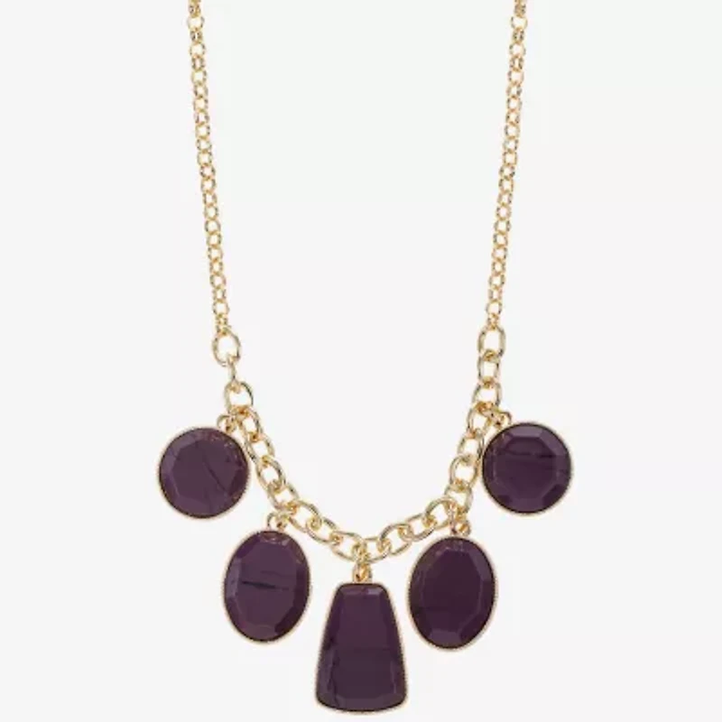 Liz Claiborne Multi Shape Frontal Womens 17 Inch Collar Necklace