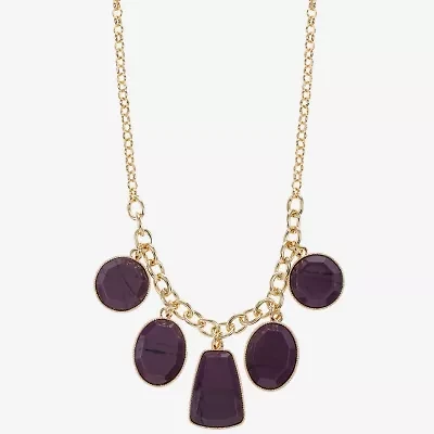 Liz Claiborne Multi Shape Frontal Womens 17 Inch Collar Necklace