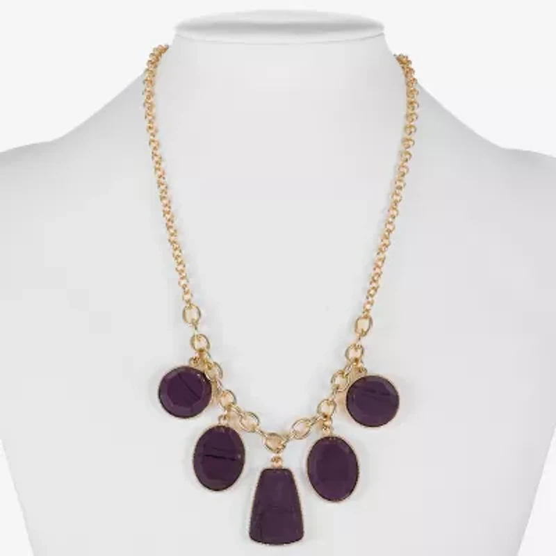 Liz Claiborne Multi Shape Frontal Womens 17 Inch Collar Necklace