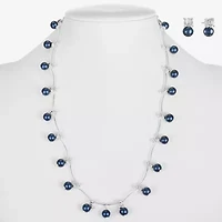 Monet Jewelry Timeless Collar Necklace And Stud Earring Womens Simulated Pearl Round 2-pc. Jewelry Set