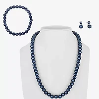 Monet Jewelry Timeless Collar Necklace And Stud Earring Womens Simulated Pearl Round 3-pc. Jewelry Set